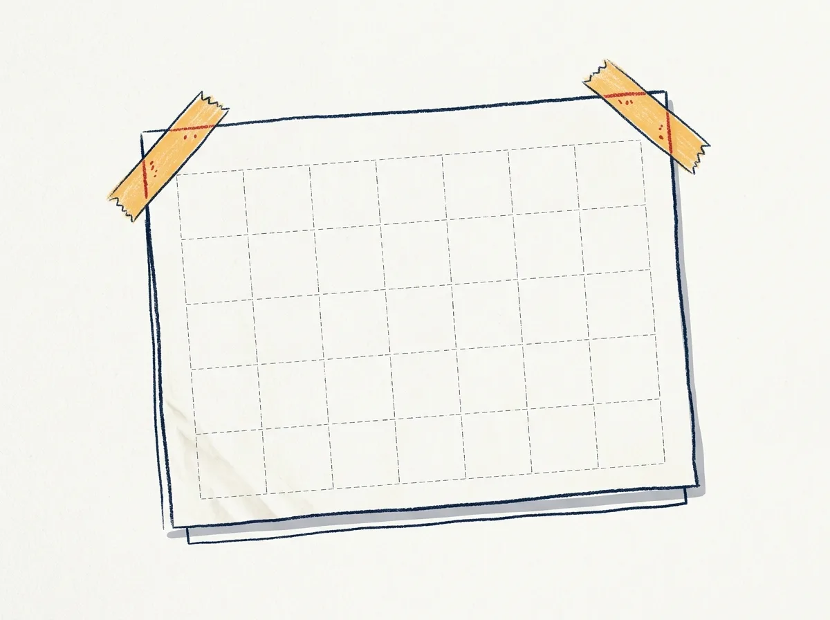 A blank paper chart taped to a wall, waiting to be filled in